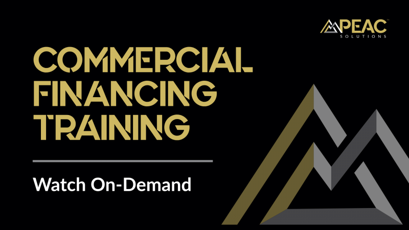 Commercial Financing Training Learn how to offer commercial financing with no added cost or risk, shorten sales cycles, grow project size, and give customers flexible payment options. Presented by Peac.